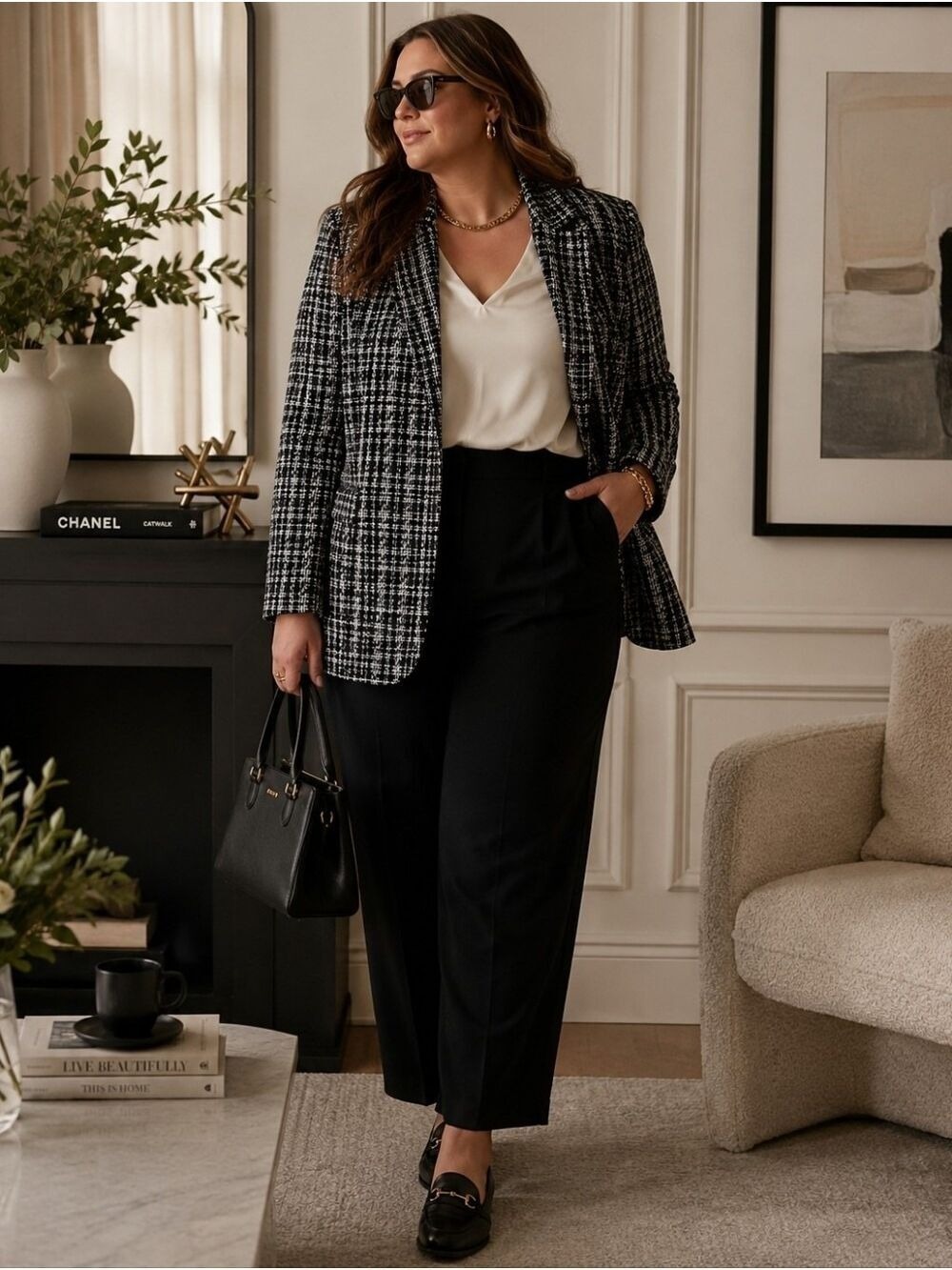 Quiet Luxury Tweed Lurex One Button Blazer Jacket 2X Office Chic NWT - Picture 9 of 9